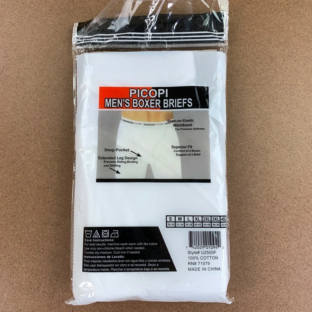 Picopi Mens Size Small 28-30 White Boxer Briefs